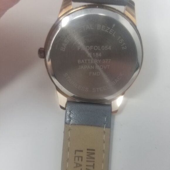 Folio Gold Multi Dial Grey Face Faux Leather Band Gemmed FMDFOL054 Men's Watch - Picture 5 of 12